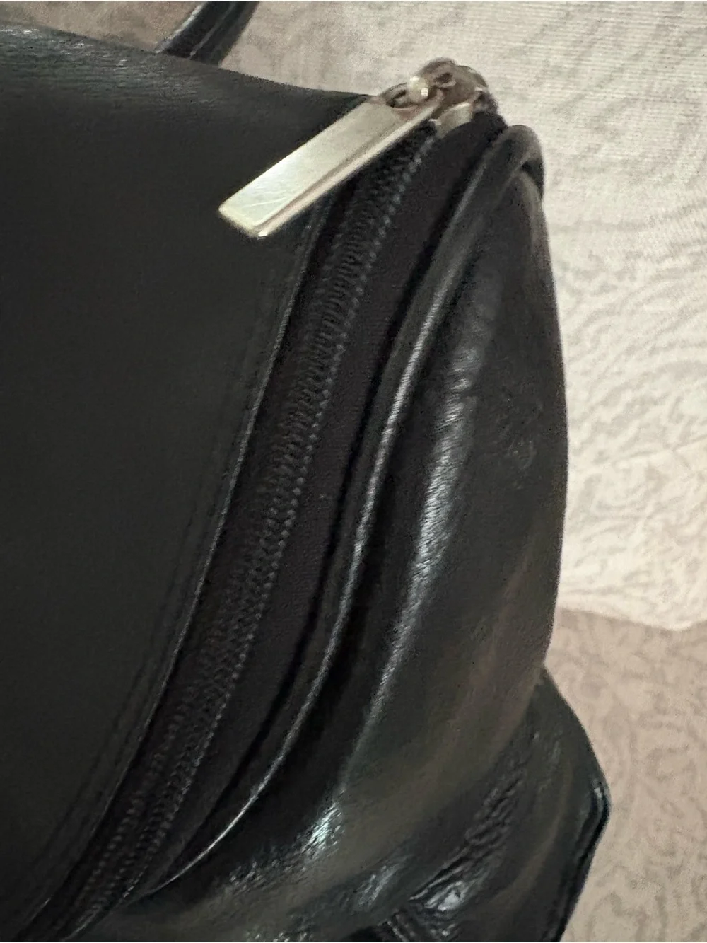Wilsons Leather Black Leather Backpack with Colorful Floral Scarf